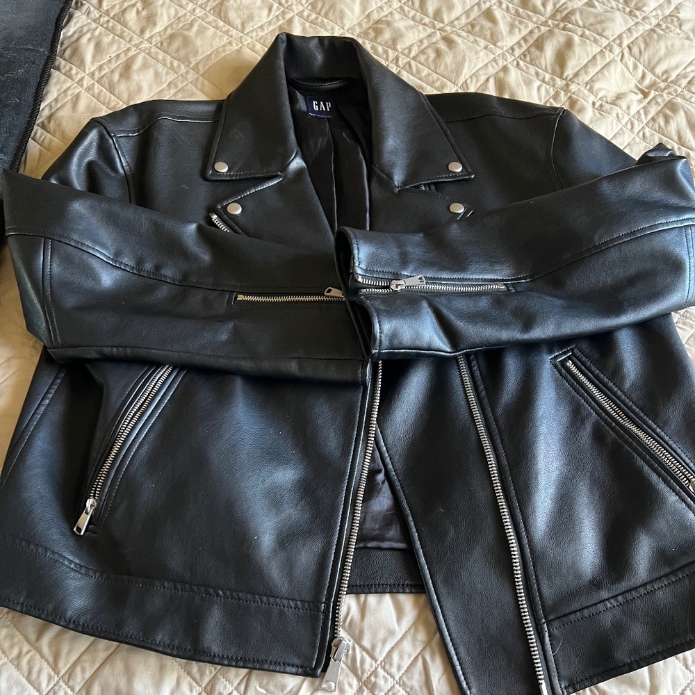 Gap faux leather moto jacket L
